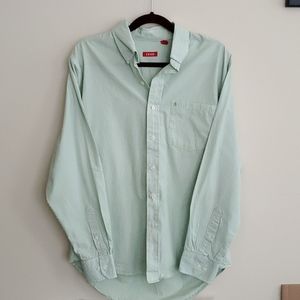 Izod Green Striped Button Up Shirt